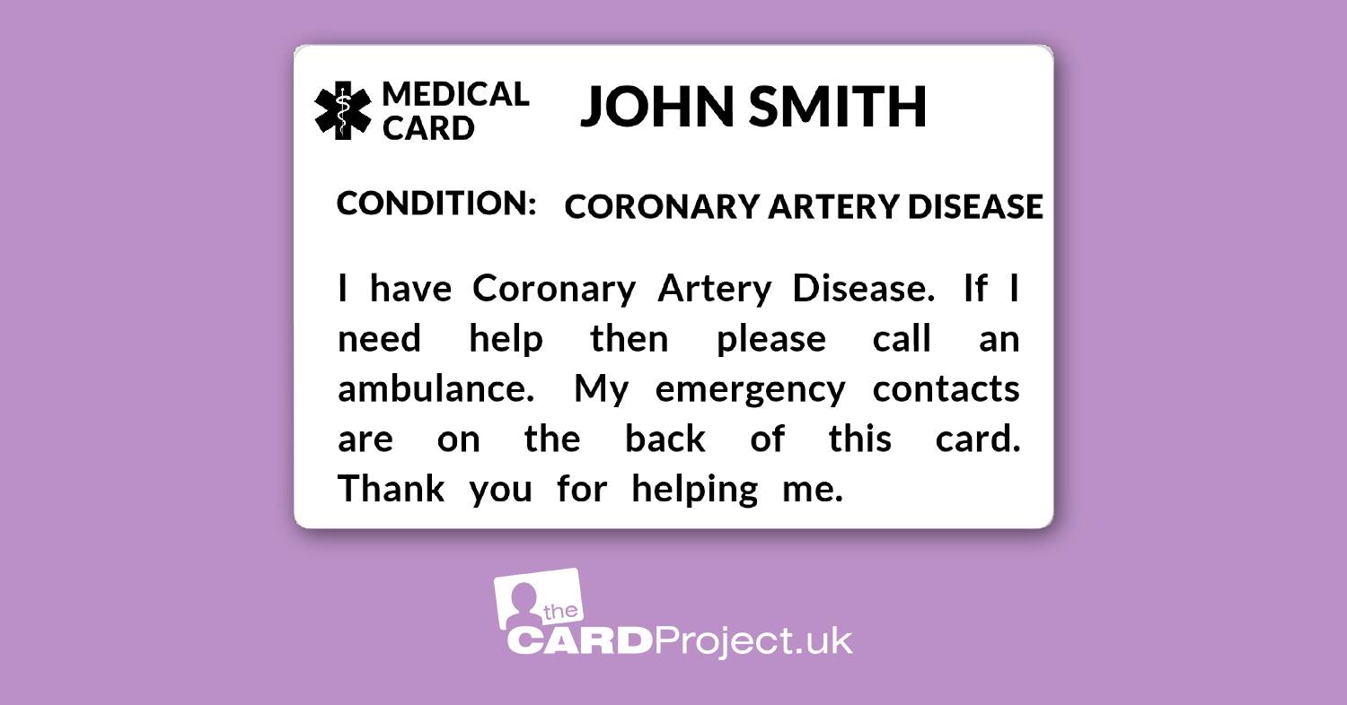 Coronary Artery Disease Mono Medical ID Card